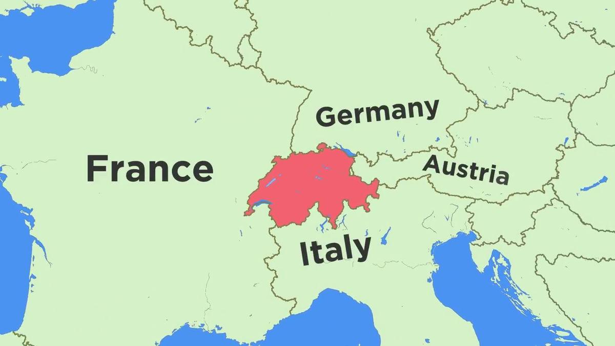 خريطة سويسرا والبلدان المجاورة