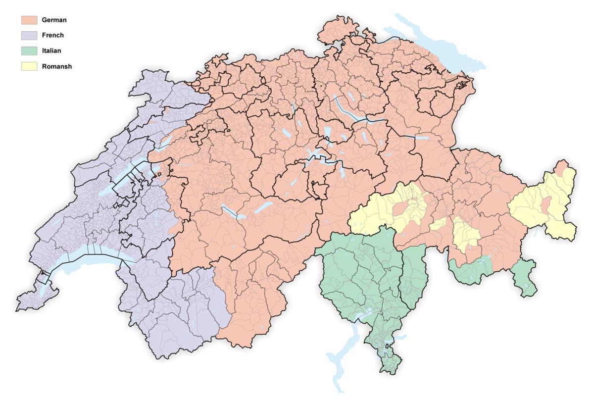 خريطة سويسرا اللغة