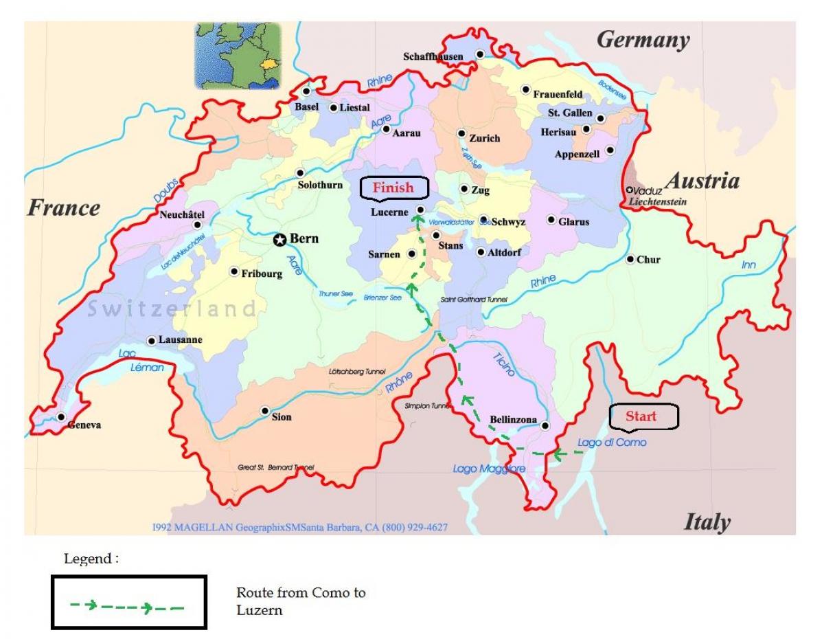 خريطة الشارع لوسيرن سويسرا