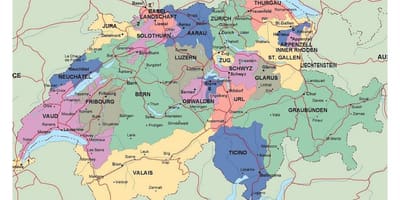خريطة مفصلة من سويسرا