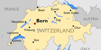 خريطة سويسرا مع المدن الرئيسية